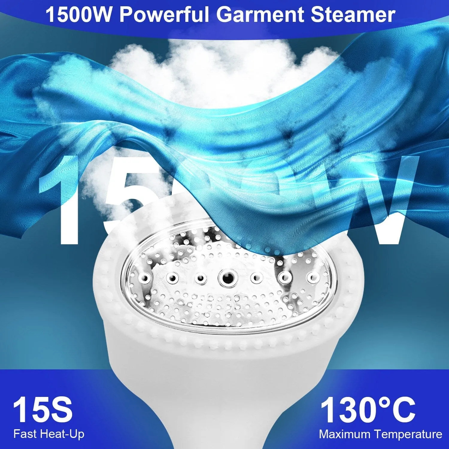 1500W Garment Steamer Portable Handheld Fabric Steamer with Lint Brush Removable 350ml Water Tank