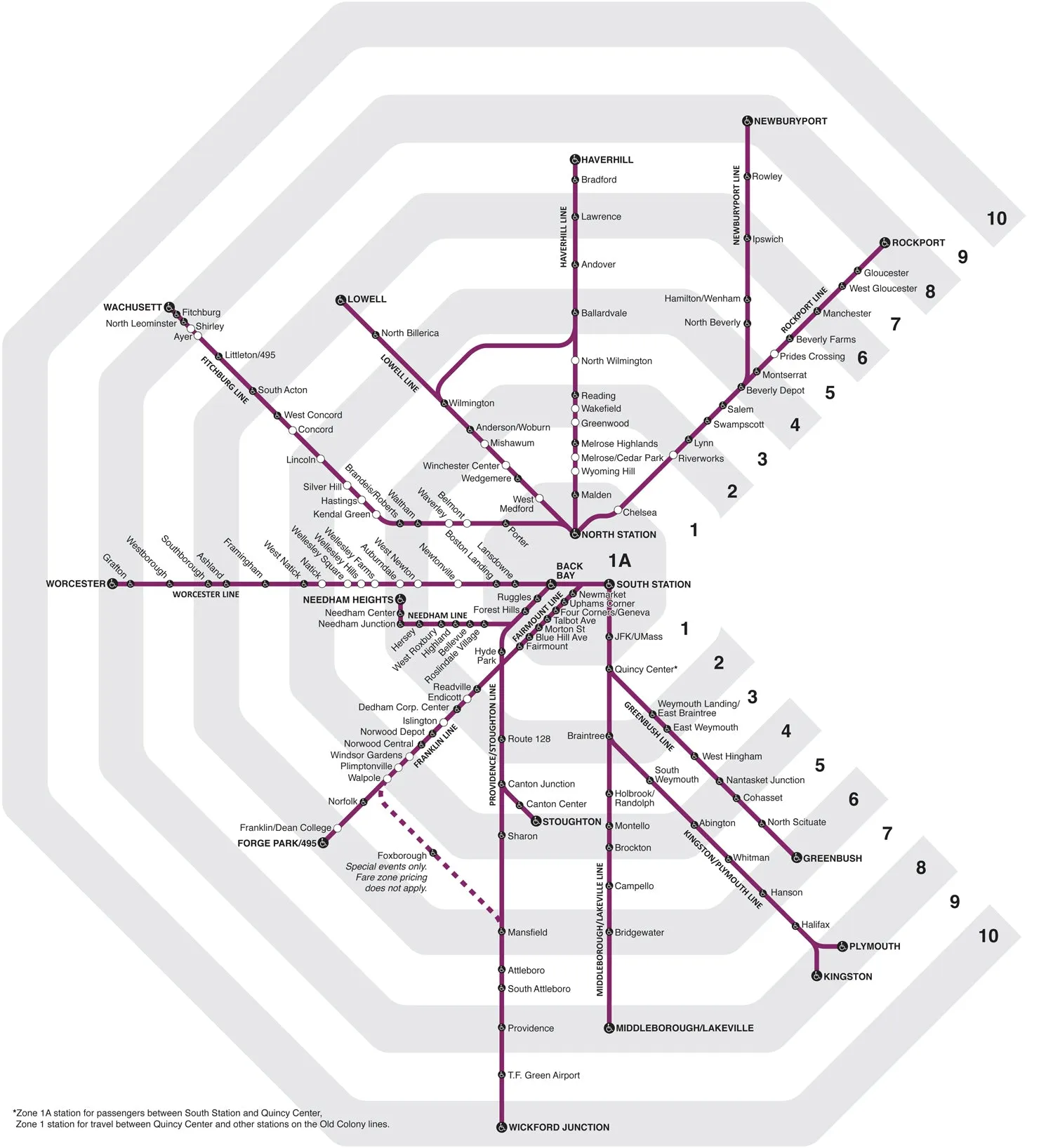 2019 MBTA Commuter Rail Zone Map