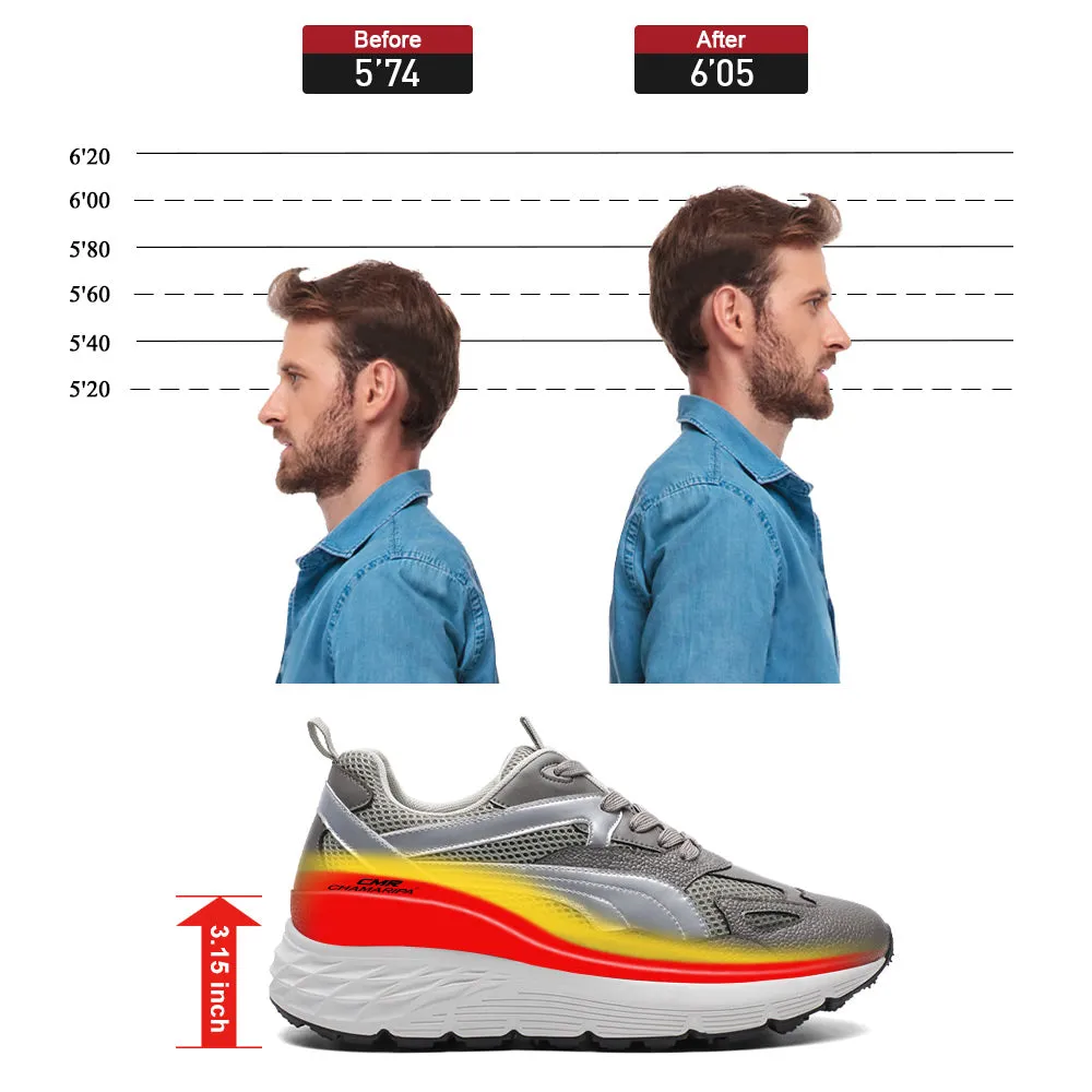 8 CM/3.15 Inches CMR CHAMARIPA Men’s Gray Elevator Sneakers