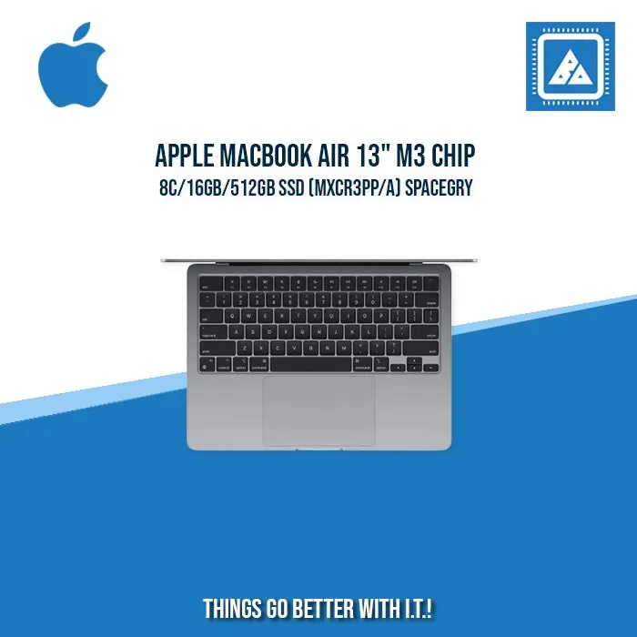 APPLE MACBOOK AIR 13" M3 CHIP 8C/16GB/512GB SSD (MXCR3PP/A)| BEST FOR CORPORATES AND FREELANCER LAPTOP