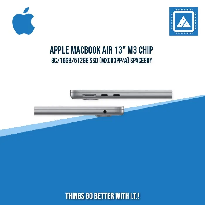 APPLE MACBOOK AIR 13" M3 CHIP 8C/16GB/512GB SSD (MXCR3PP/A)| BEST FOR CORPORATES AND FREELANCER LAPTOP