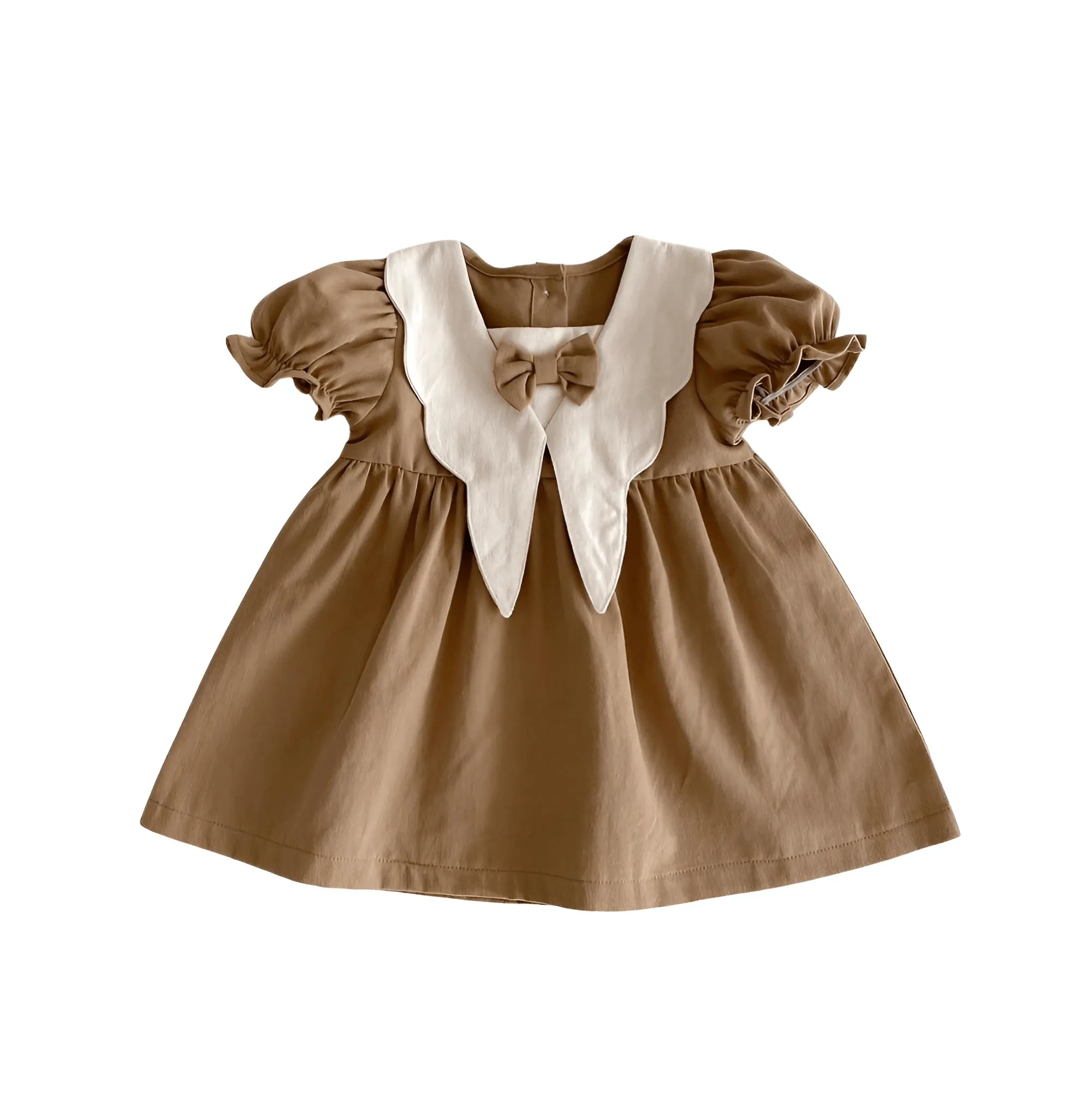 Autumn Baby Girls Dress Casual Bow Clothes Spring Cotton Girls Princess Dress Big Turn Down Collar Dress Girls Clothes