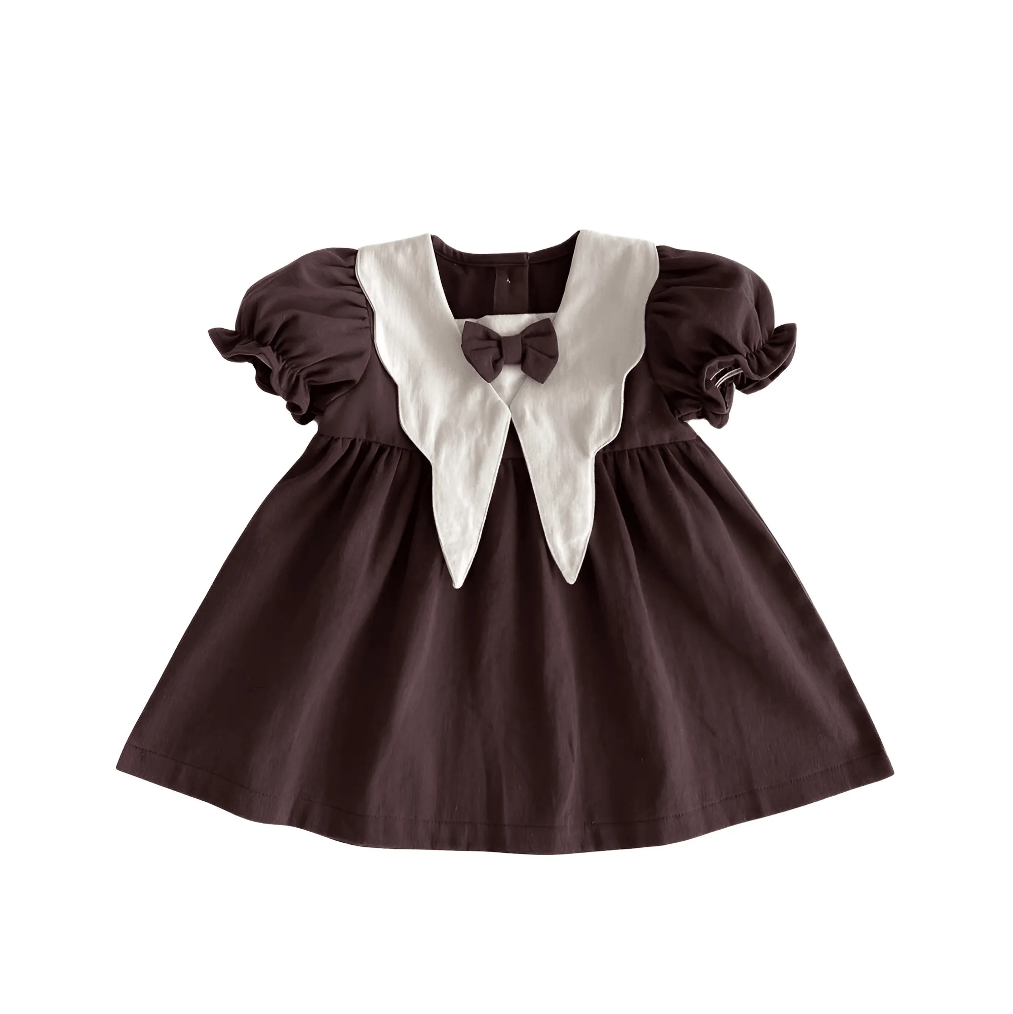 Autumn Baby Girls Dress Casual Bow Clothes Spring Cotton Girls Princess Dress Big Turn Down Collar Dress Girls Clothes