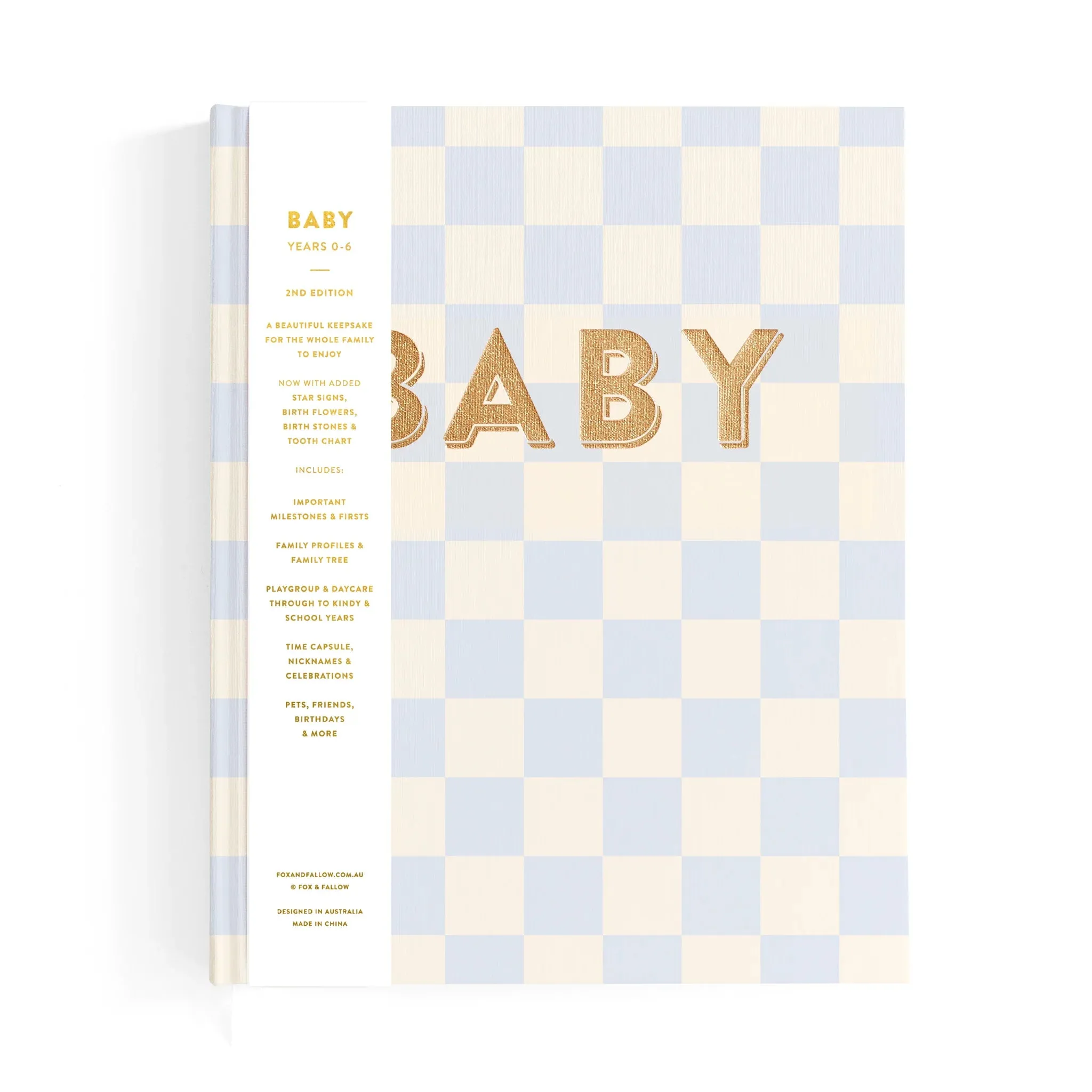 Baby Book Blue Check Boxed