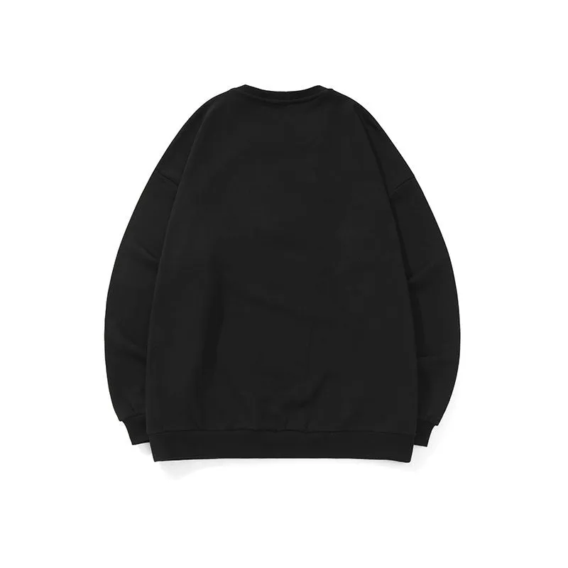 Bear doll monogram embroidered rotund sleeve ribbed cotton hoodie