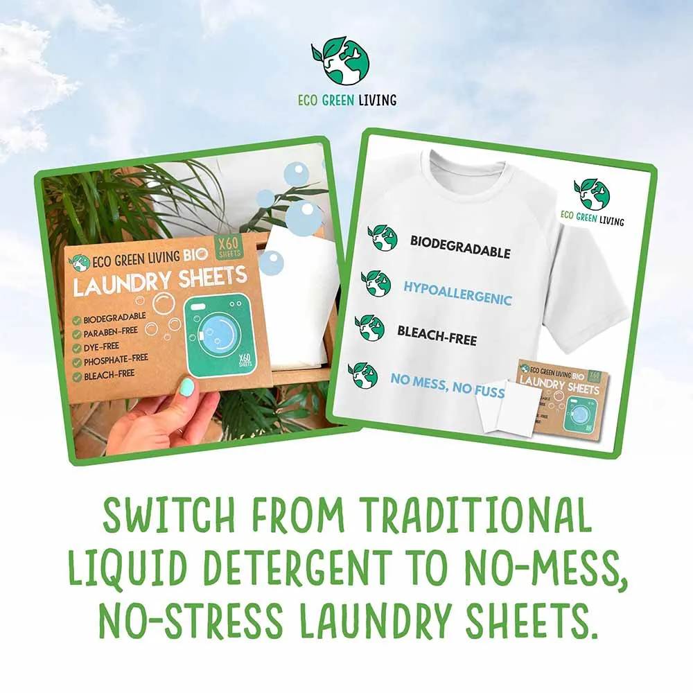 Bio Laundry Detergent Sheets (60) Fragrance Free by Eco Green Living