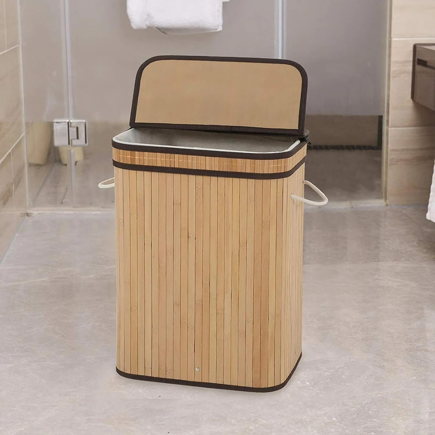 BlushBees® Laundry Hamper with Lid, Large Foldable, made with Natural Bamboo Laundry Basket.