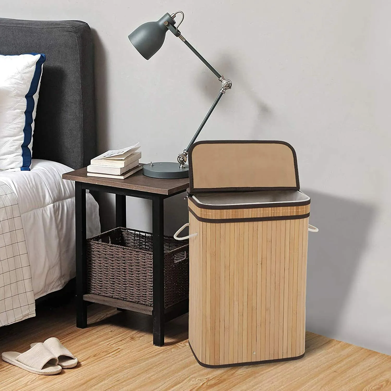 BlushBees® Laundry Hamper with Lid, Large Foldable, made with Natural Bamboo Laundry Basket.