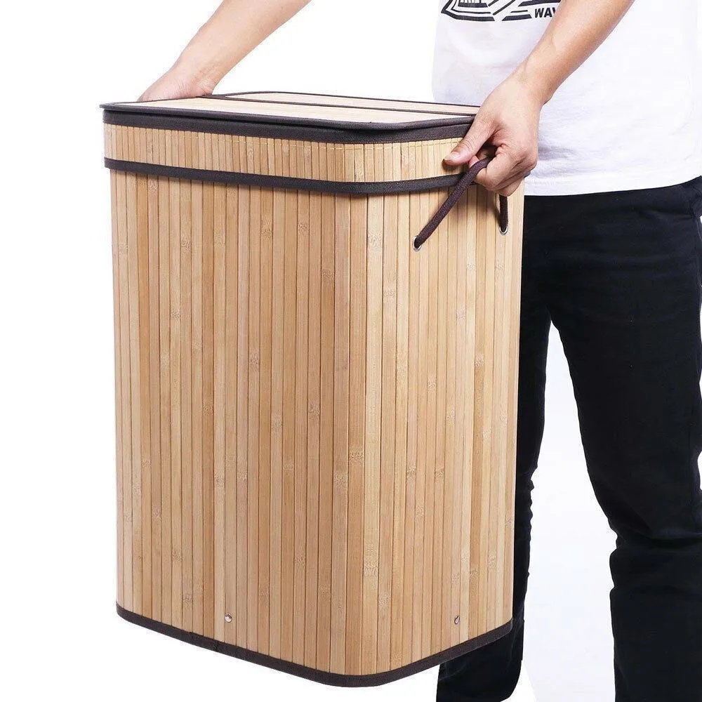 BlushBees® Laundry Hamper with Lid, Large Foldable, made with Natural Bamboo Laundry Basket.