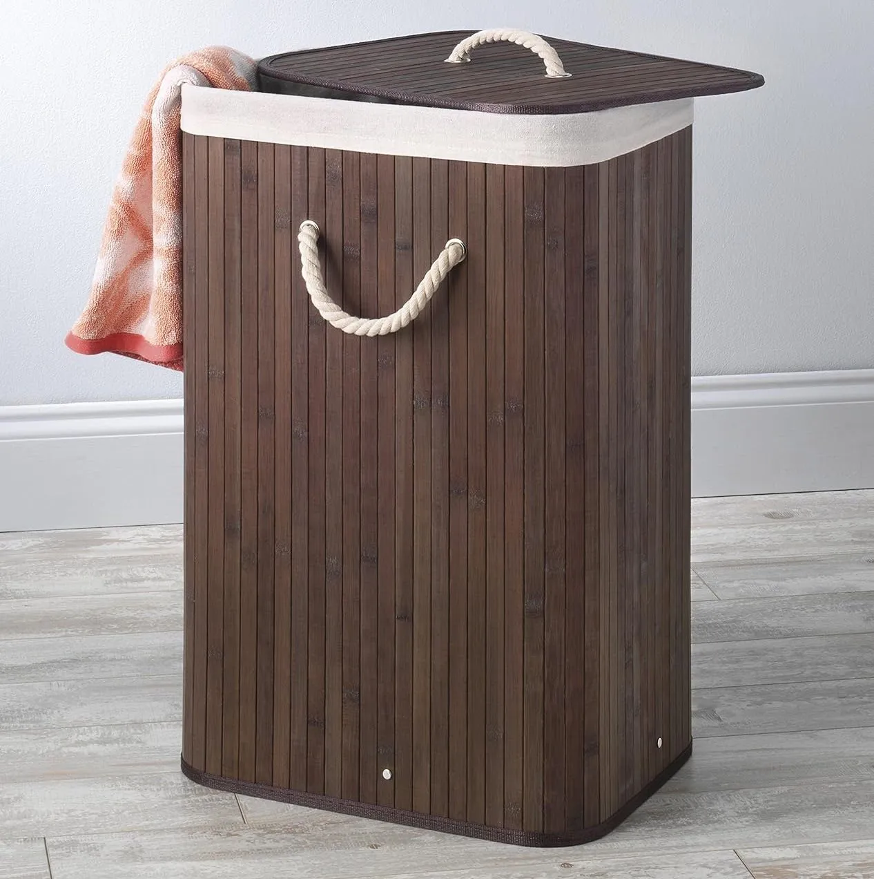 BlushBees® Laundry Hamper with Lid, Large Foldable, made with Natural Bamboo Laundry Basket.