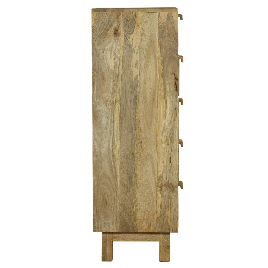 Solid Wood and Rattan Tallboy Chest with 5 Drawers by Byron: Optimize for E-Commerce.