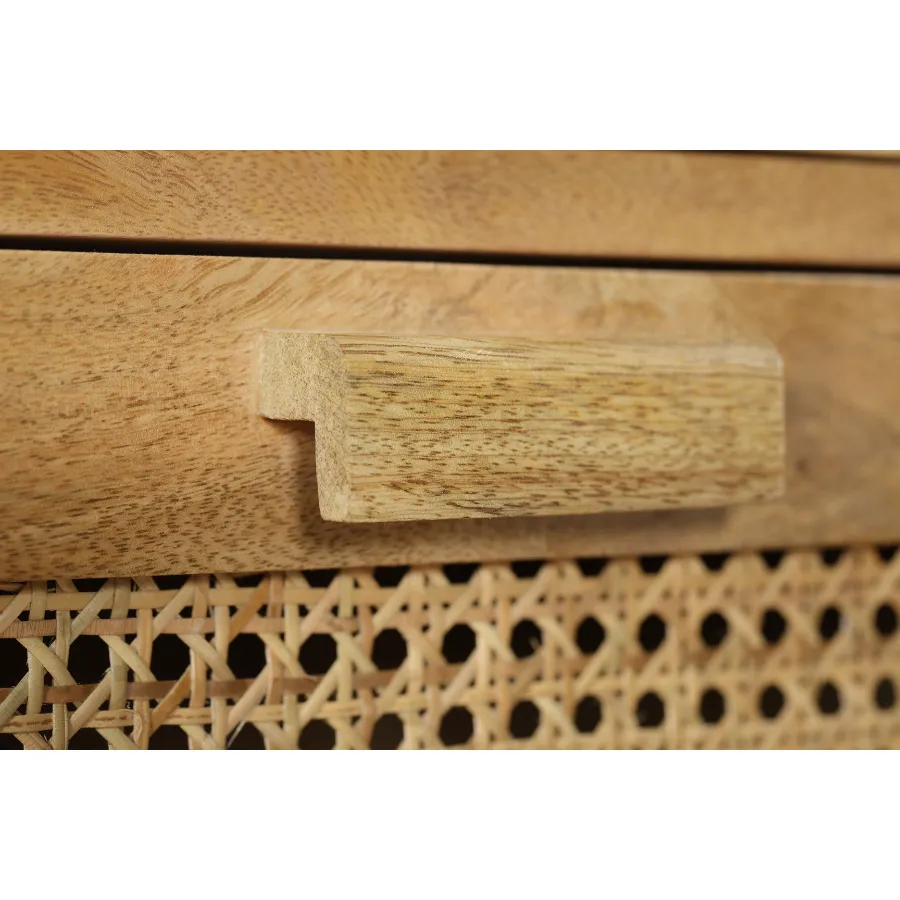 Solid Wood and Rattan Tallboy Chest with 5 Drawers by Byron: Optimize for E-Commerce.