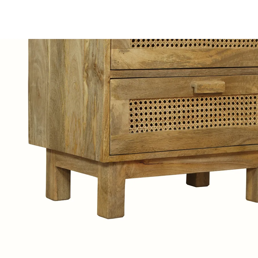 Solid Wood and Rattan Tallboy Chest with 5 Drawers by Byron: Optimize for E-Commerce.
