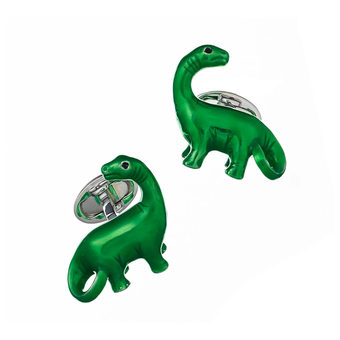Dinosaur Hand-Painted Sterling Cufflinks