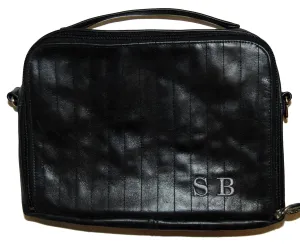 Distressed Leather Travel Bag with Embroidered Stripes TB315F-BK
