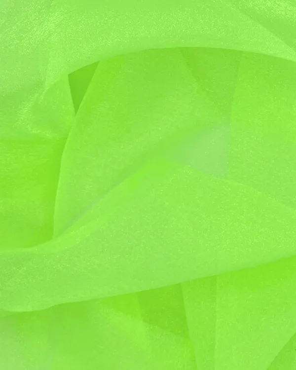 Fluorescent Green Sparkle Organza Fabric | Textured Nylon 45W