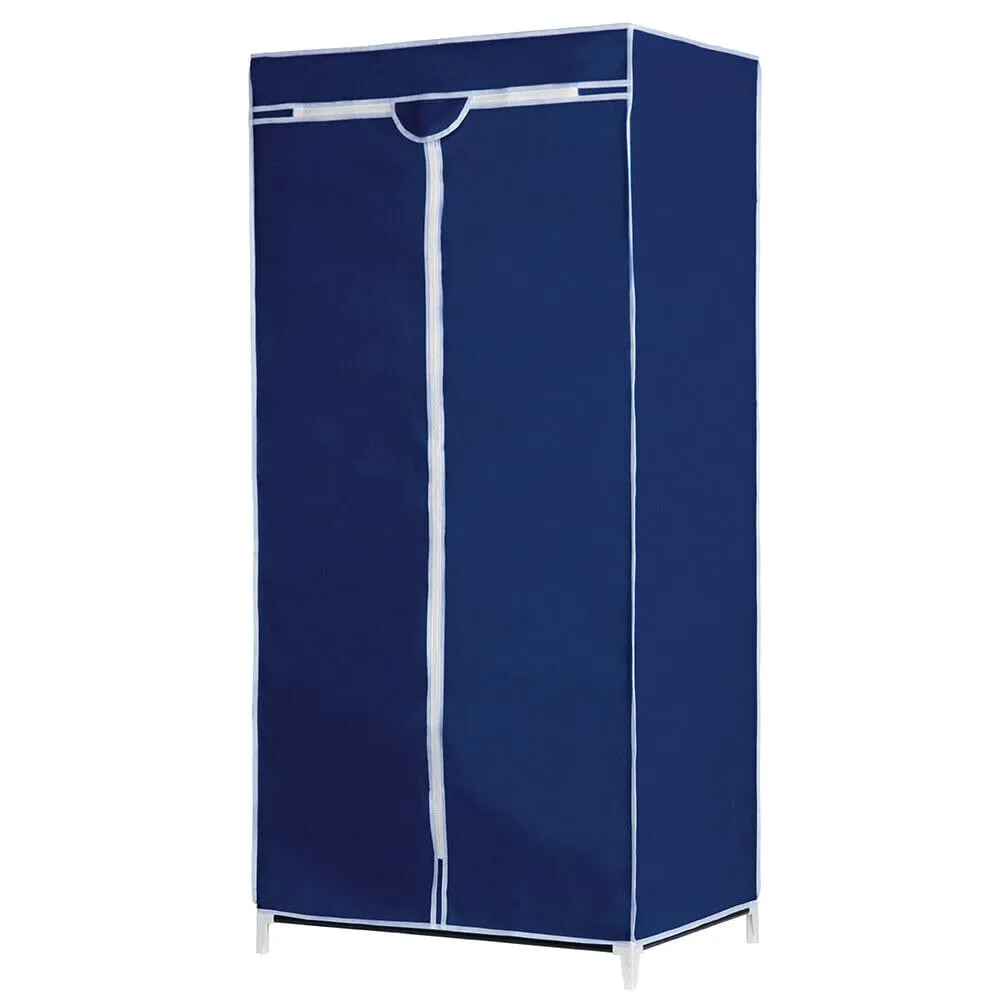 Generic Fabric Canvas Wardrobe Organizer Clothes Rail Shelf Storage Closet Single (Blue), 68-69-70a