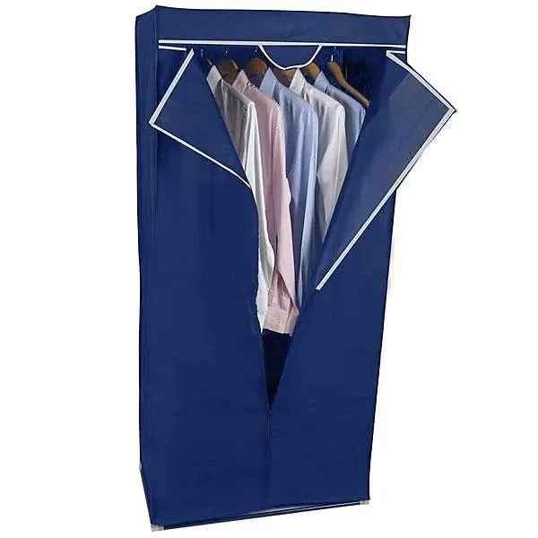 Generic Fabric Canvas Wardrobe Organizer Clothes Rail Shelf Storage Closet Single (Blue), 68-69-70a