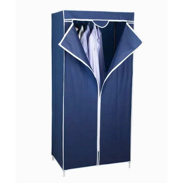 Generic Fabric Canvas Wardrobe Organizer Clothes Rail Shelf Storage Closet Single (Blue), 68-69-70a