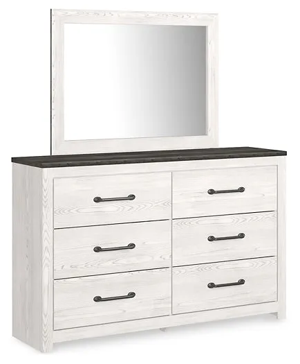 Gerridan King Panel Bed with Mirrored Dresser, Chest and Nightstand