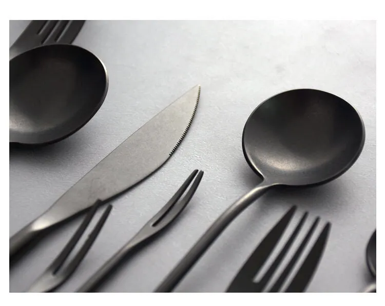 Gohobi A Set of 5 Pieces Black Stonewashed Cutlery