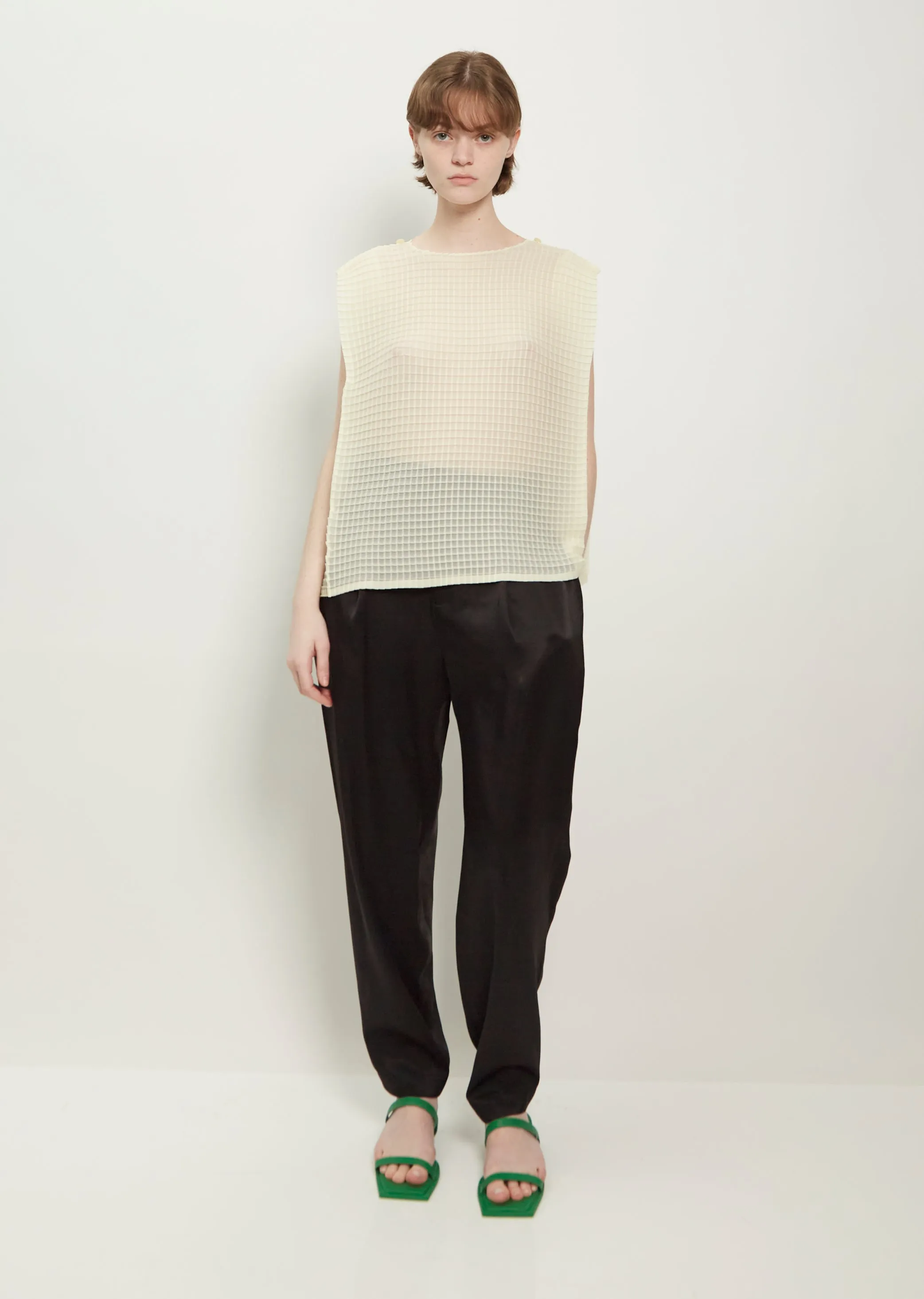 Grid Pleats Polyester Tank