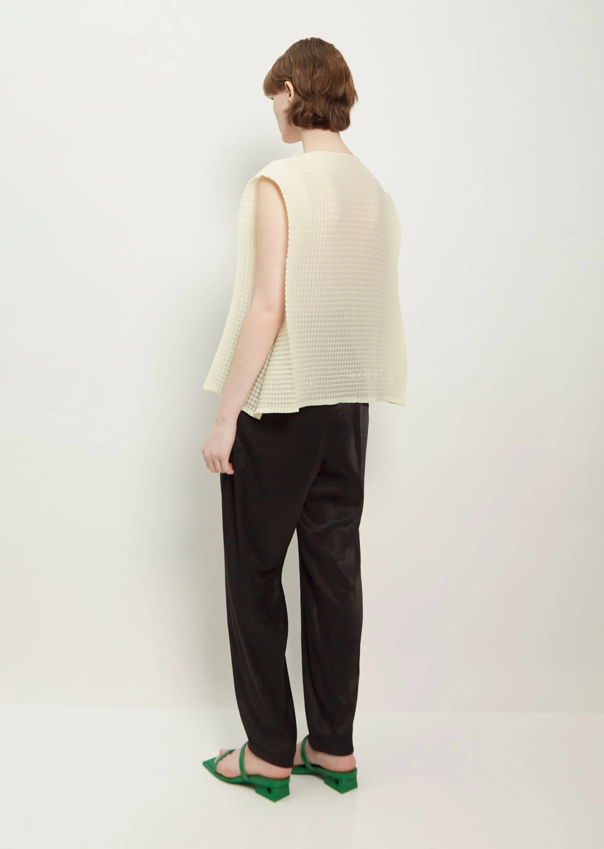 Grid Pleats Polyester Tank