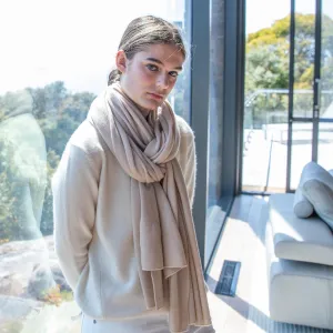 Harpers Emporium Pure Cashmere Travel Wrap in Wheat