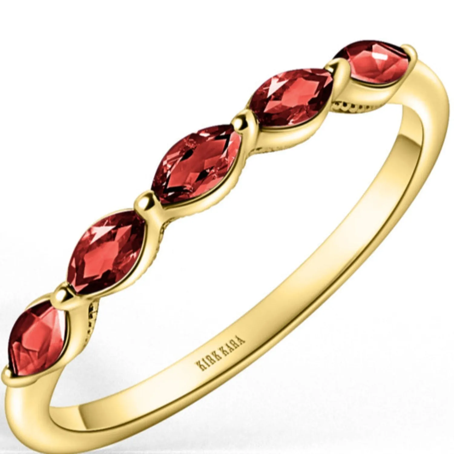 Kirk Kara "Stella" East-West Marquise Set Red Ruby Wedding Band