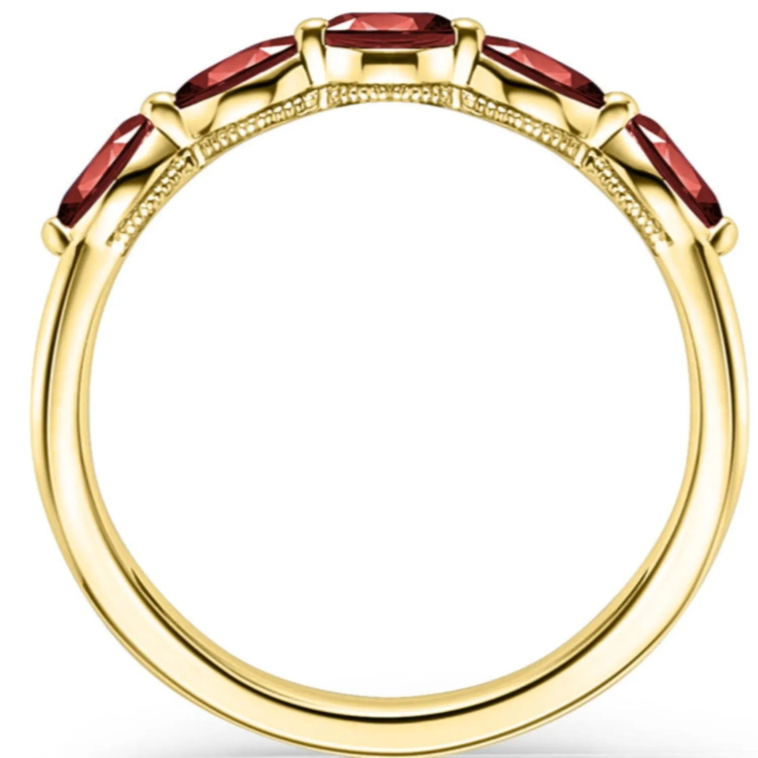 Kirk Kara "Stella" East-West Marquise Set Red Ruby Wedding Band