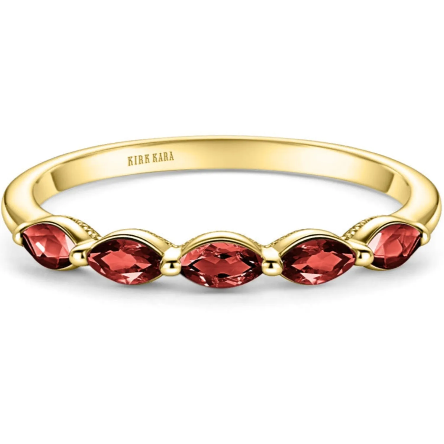 Kirk Kara "Stella" East-West Marquise Set Red Ruby Wedding Band
