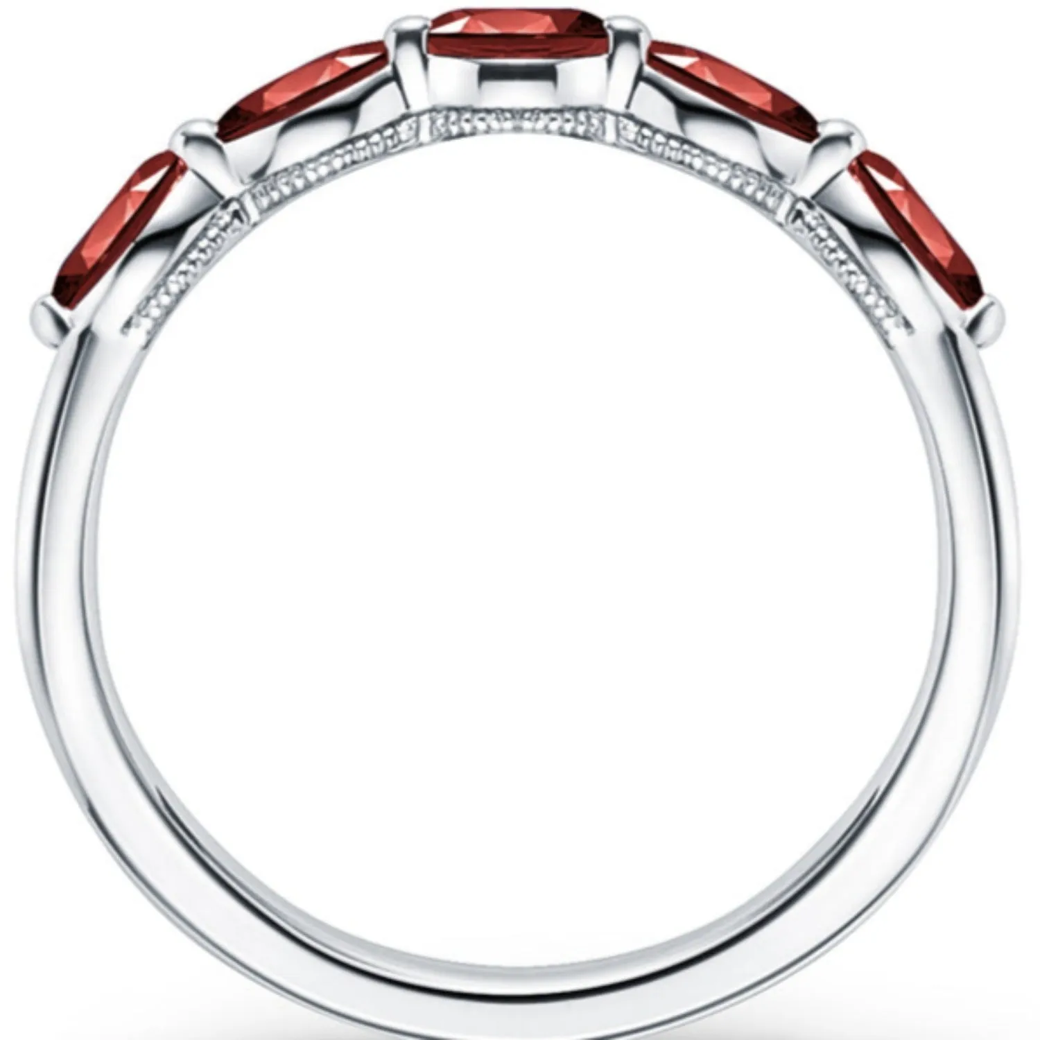 Kirk Kara "Stella" East-West Marquise Set Red Ruby Wedding Band