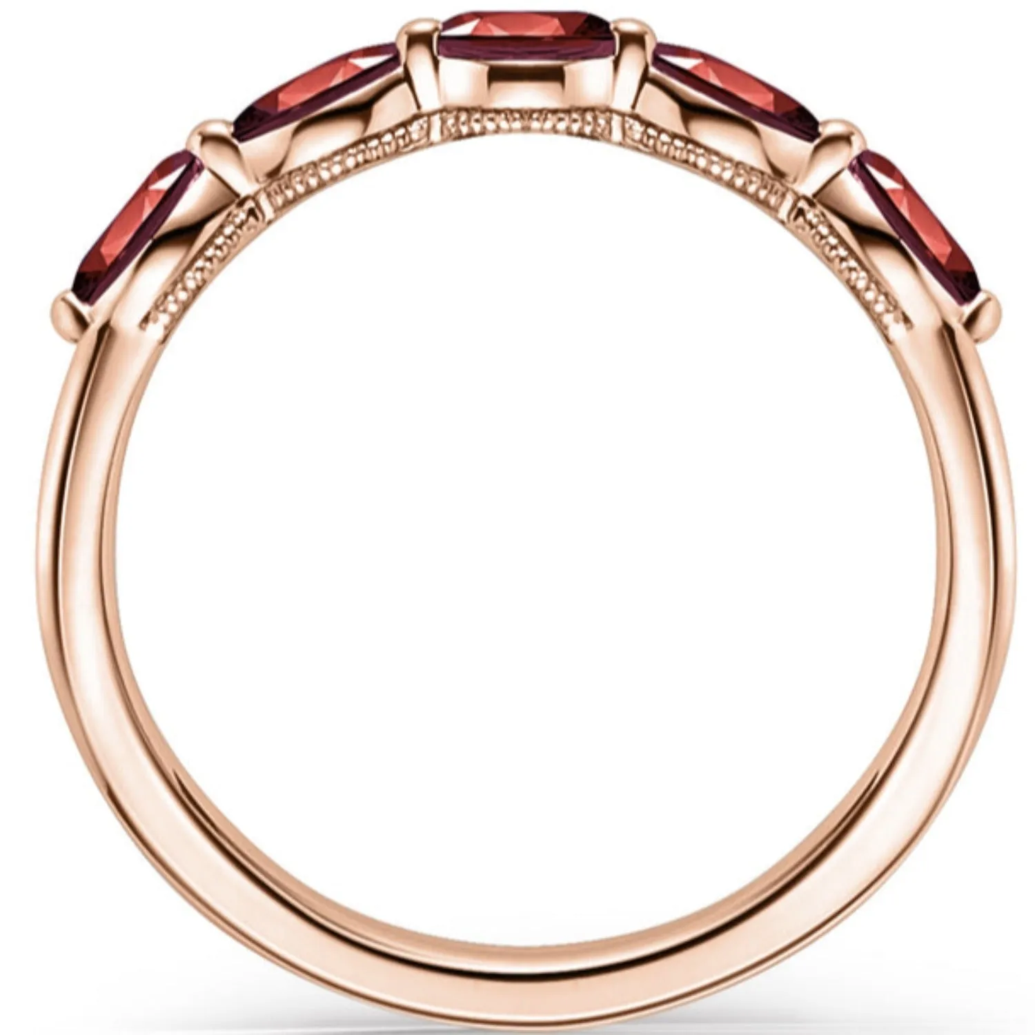 Kirk Kara "Stella" East-West Marquise Set Red Ruby Wedding Band