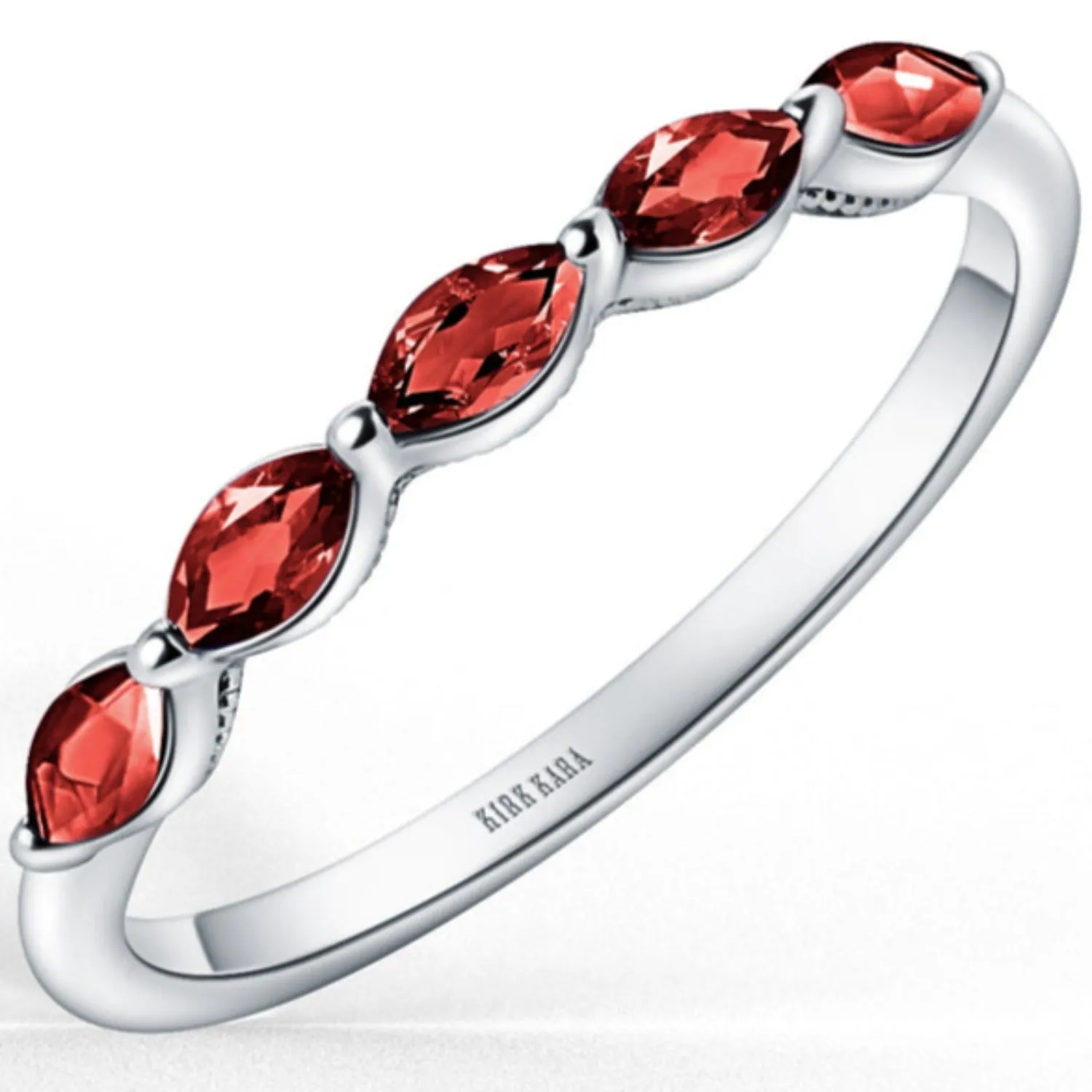 Kirk Kara "Stella" East-West Marquise Set Red Ruby Wedding Band