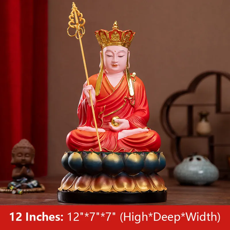 Ksitigarbha, Dizang Wang Bodhisattva Buddha Statue, Red Clothes Resin Material