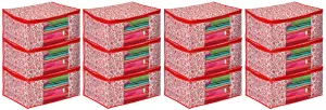 Kuber Industries Floral Printed Non-Woven Saree Cover With Tranasparent Window- Pack of 12 (Pink)-HS43KUBMART26117