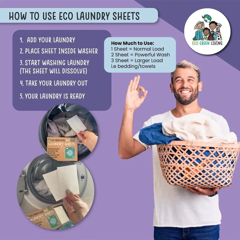 Lavender Bio Laundry Detergent Sheets (60) by Eco Green Living