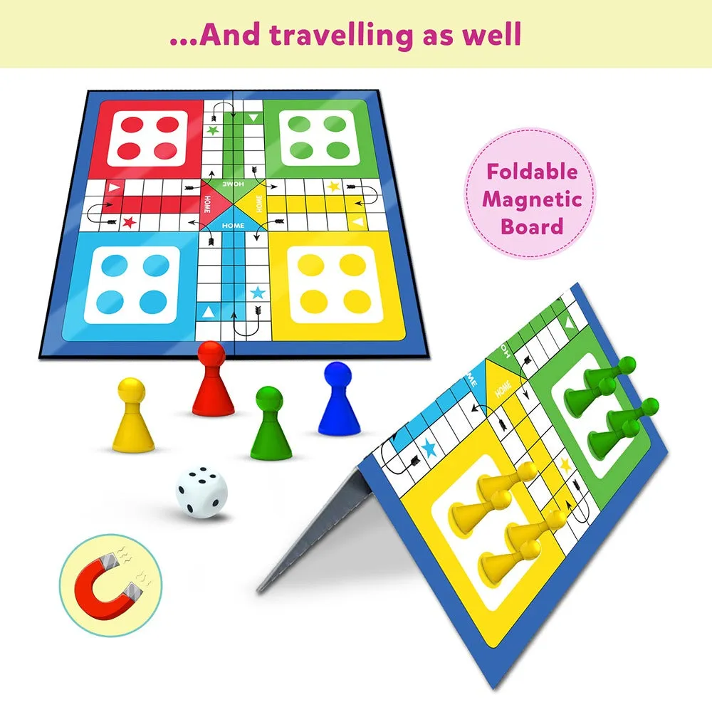 Magnetic Ludo and Snakes & Ladders Board Game Set - Travel Board Game (Multicolor)
