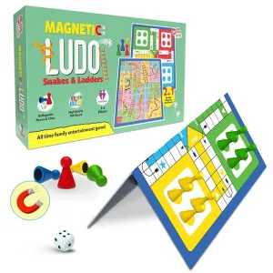 Magnetic Ludo and Snakes & Ladders Board Game Set - Travel Board Game (Multicolor)