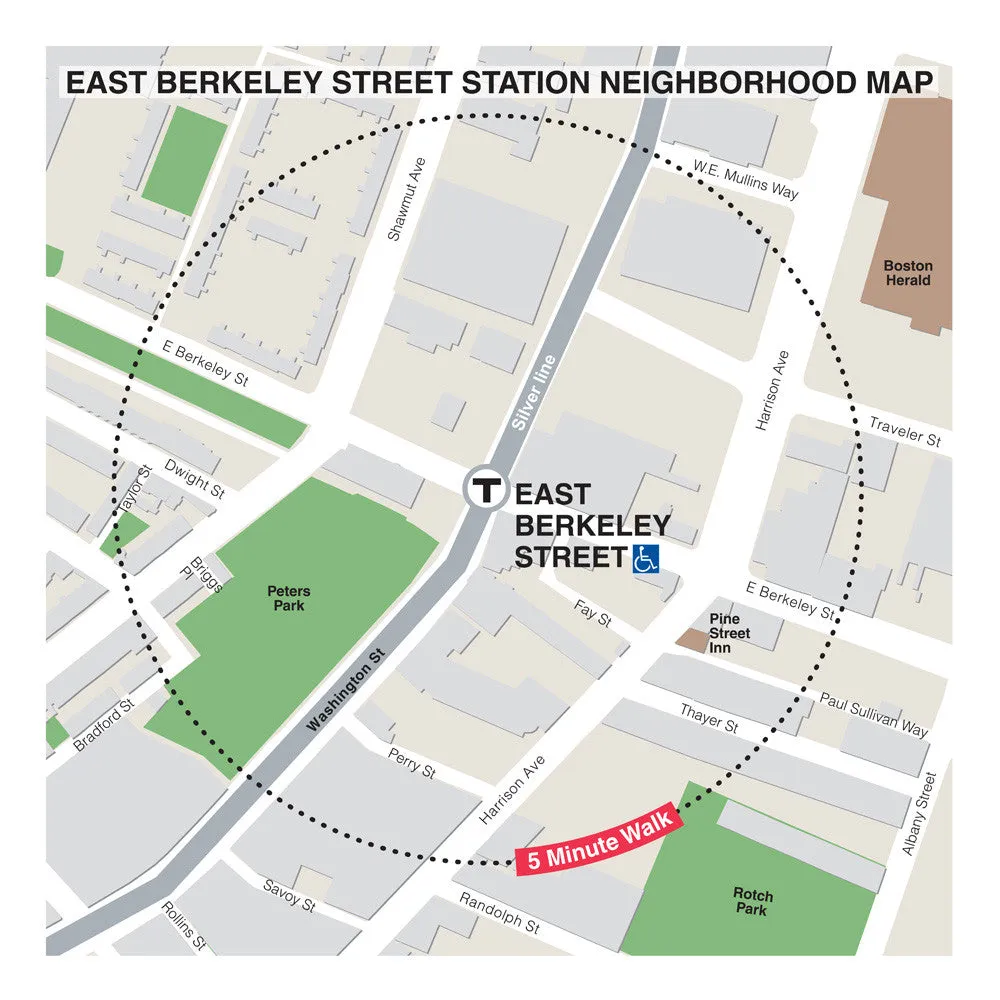MBTA East Berkeley St Station Neighborhood Map
