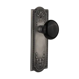 Meadows Long Plate with Black Porcelain Knob in Antique Pewter