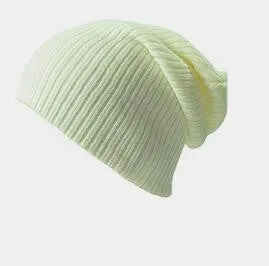 Men's And Women's Warm Solid Color Striped Caps