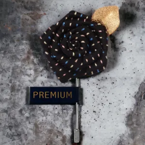 Peluche Floral Pentagon Black, Golden, Blue Brooch Lapel Pin