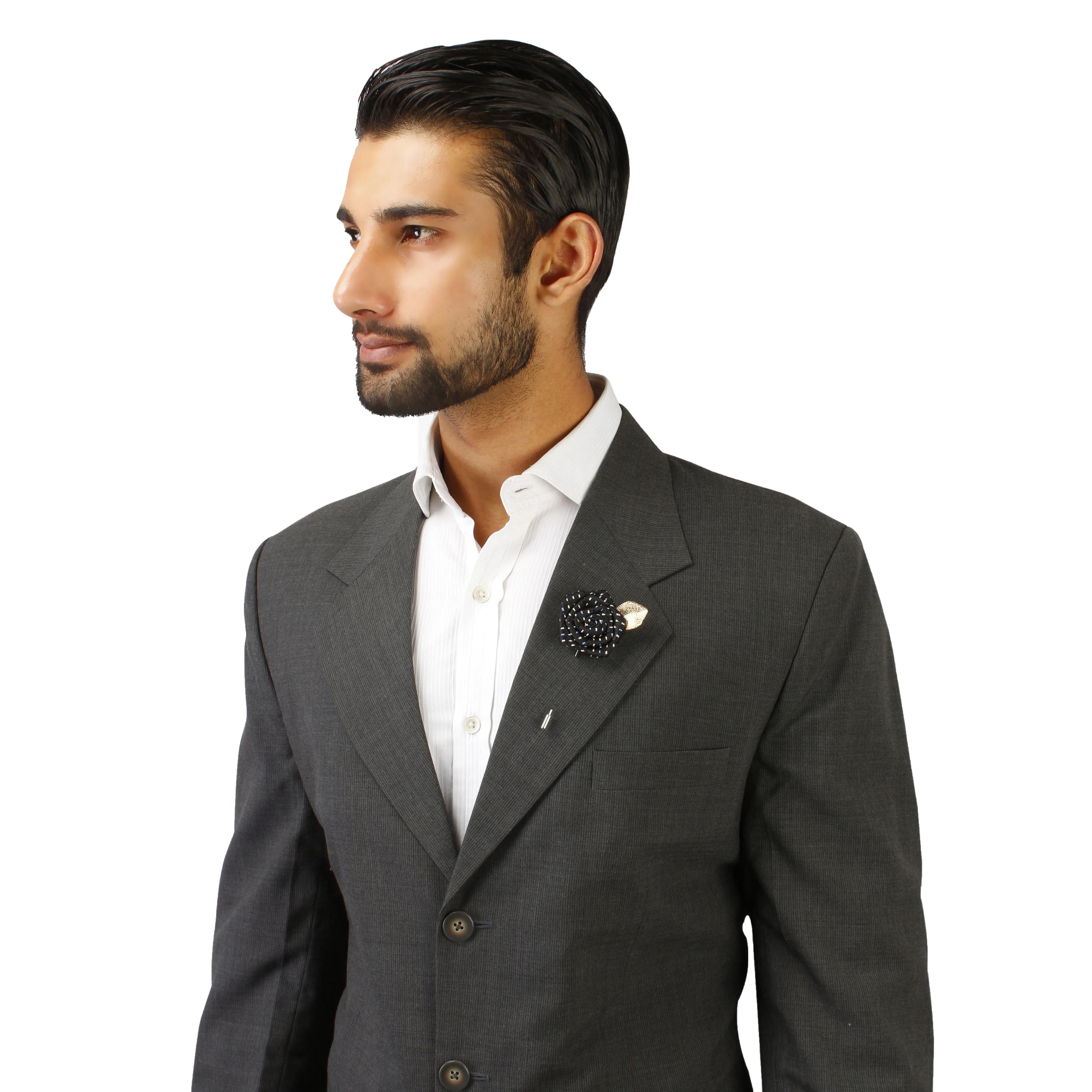 Peluche Floral Pentagon Black, Golden, Blue Brooch Lapel Pin