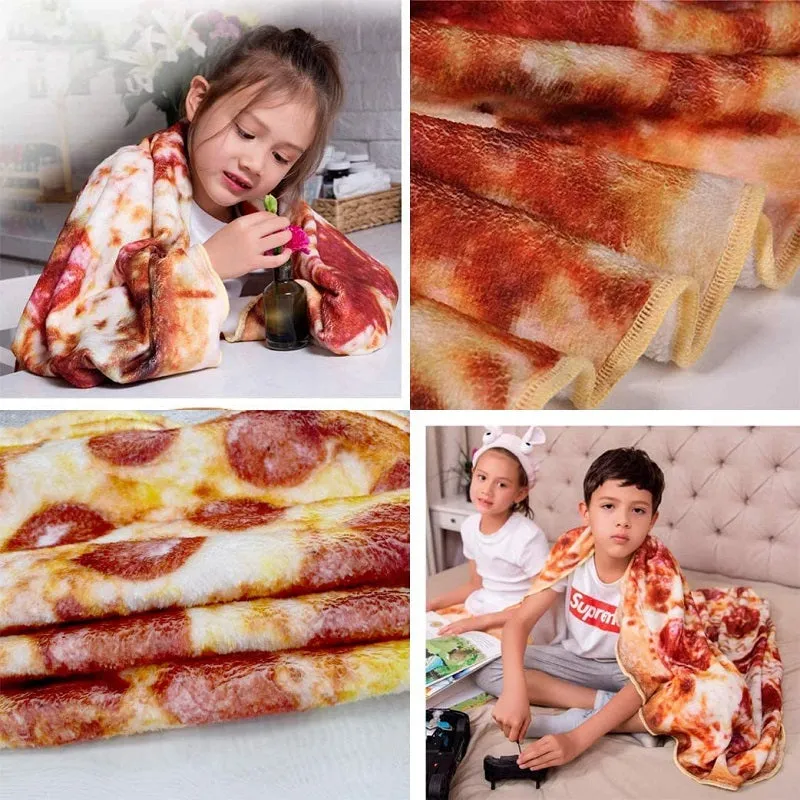 Pizza Flannel Novelty Giant Wrap Blanket Sofa Soft Throw Blanket