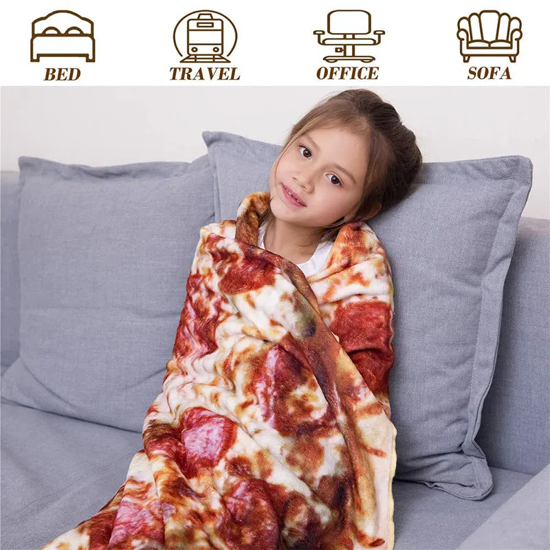 Pizza Flannel Novelty Giant Wrap Blanket Sofa Soft Throw Blanket