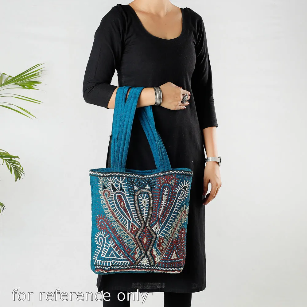 Purple - Kala Raksha Rabari Hand Embroidered Cotton Shoulder Bag