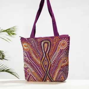 Purple - Kala Raksha Rabari Hand Embroidered Cotton Shoulder Bag