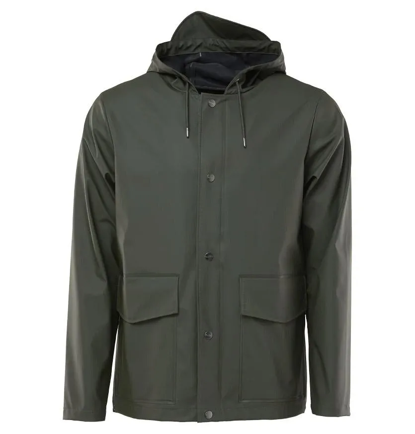 Rains Short Hooded Coat – Unisex – Green