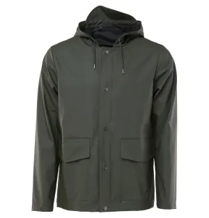 Rains Short Hooded Coat – Unisex – Green